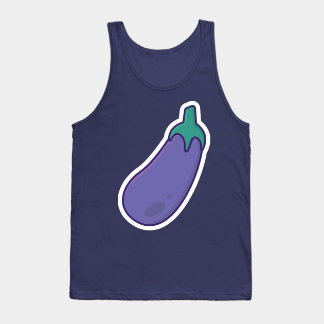 Purple Eggplant vegetable vector illustration. Food nature icon concept. Healthy vegetable purple eggplant Front view icon design on orange background. Tank Top by AlviStudio